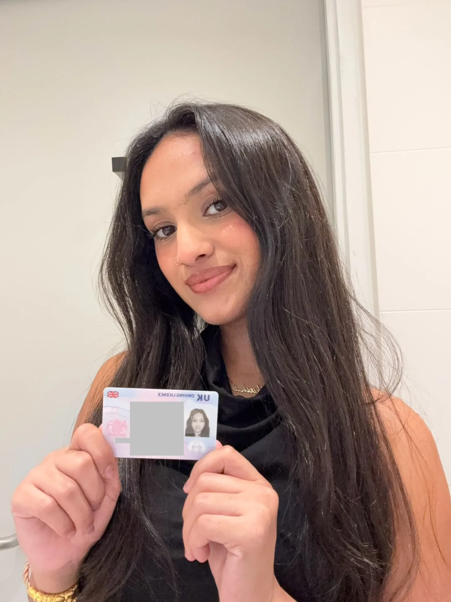 Former KGS pupil showing her new UK driving licence